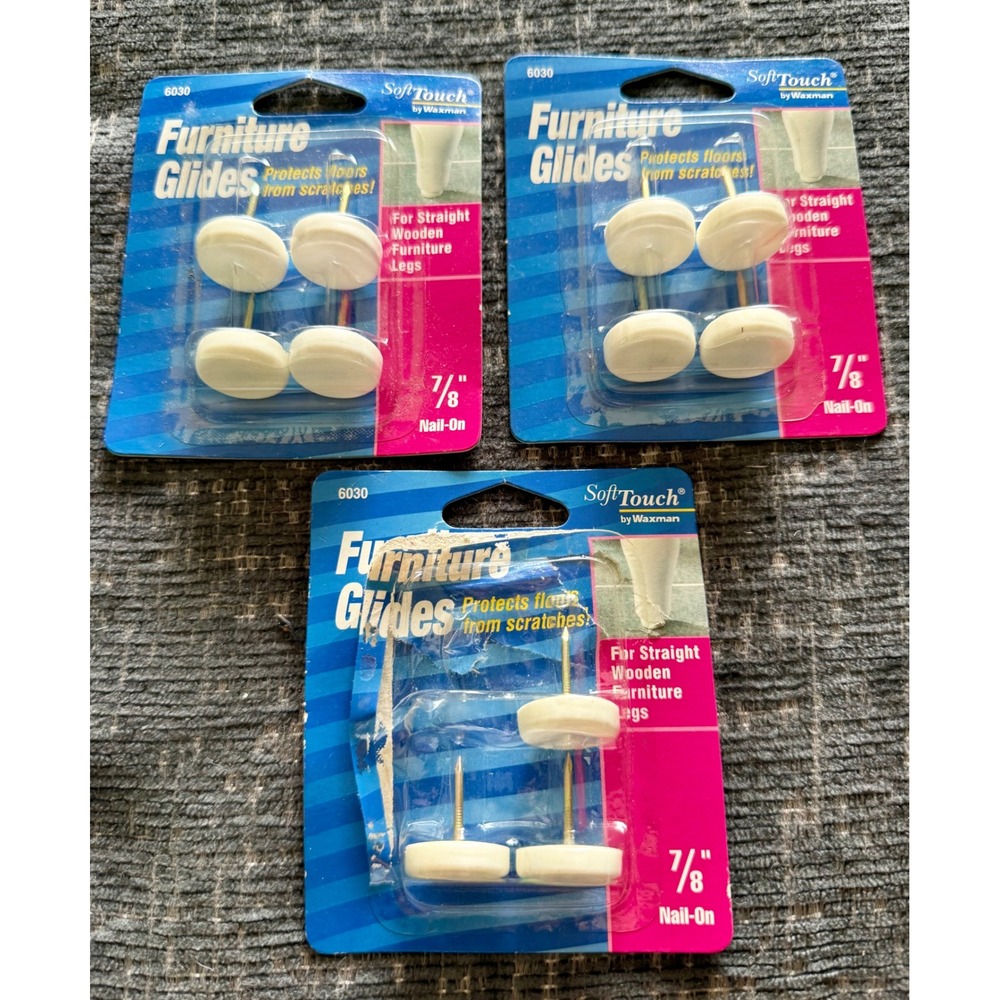 SoftTouch Furniture Glides 7/8" NEW 11pc Nail-On Floor Protectors 6030 White